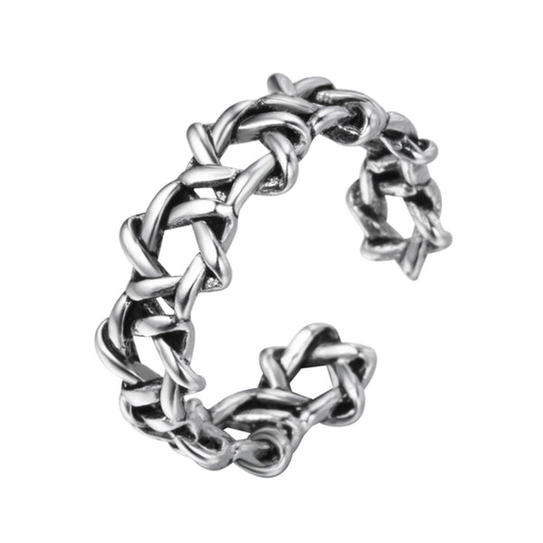 925 Sterling Silver Adjustable Twisted Star Ring