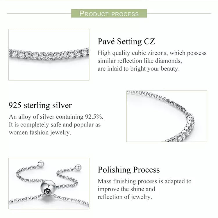 925 Sterling Silver Pavé Tennis Bracelet