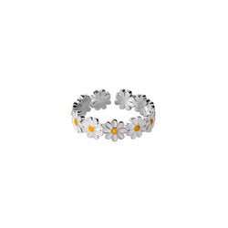 S925 Sterling Silver Adjustable Daisy Ring