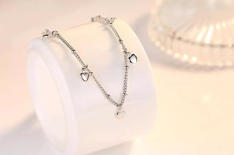 925 Sterling Silver Love Heart Adjustable Bracelet