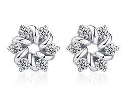 925 Sterling Silver Zircon Flower Earrings