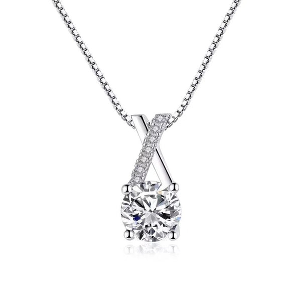 925 Sterling Silver AAA Zircon Fine Jewellery Tear Drop Shaped Pendant Necklace