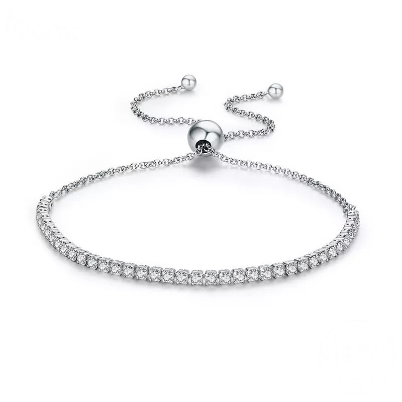 925 Sterling Silver Pavé Tennis Bracelet