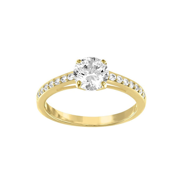 Swarovski Yellow Gold White Crystal Attract Round Ring Size 50 5139635